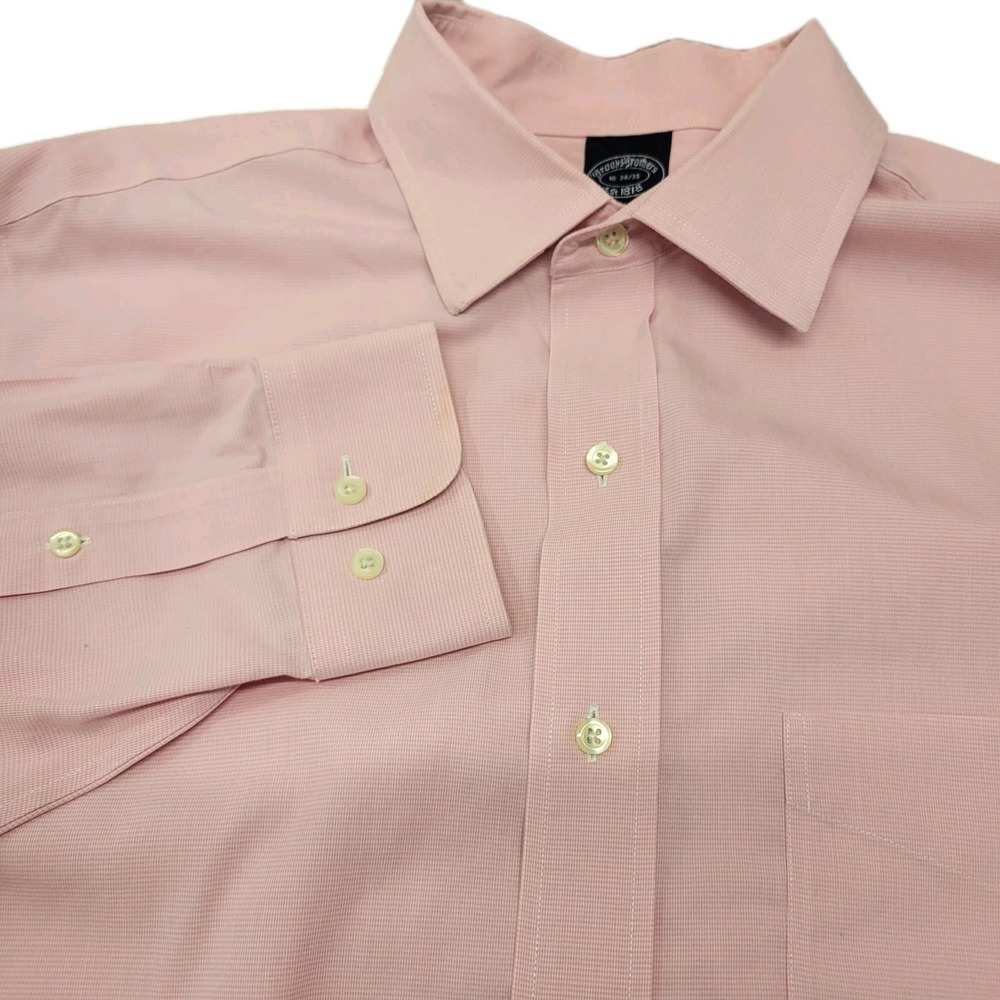 Brooks Brothers Pink Micro-Check Non-Iron Dress Shirt - Regent Fit"16 34/35